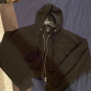 forever 21 black hooded crop top jacket